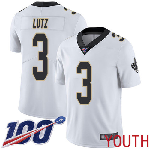 New Orleans Saints Limited White Youth Wil Lutz Road Jersey NFL Football #3 100th Season Vapor Untouchable Jersey
